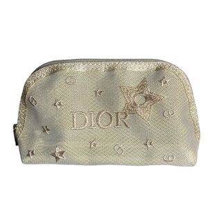 Dior beauty mesh pouch gold